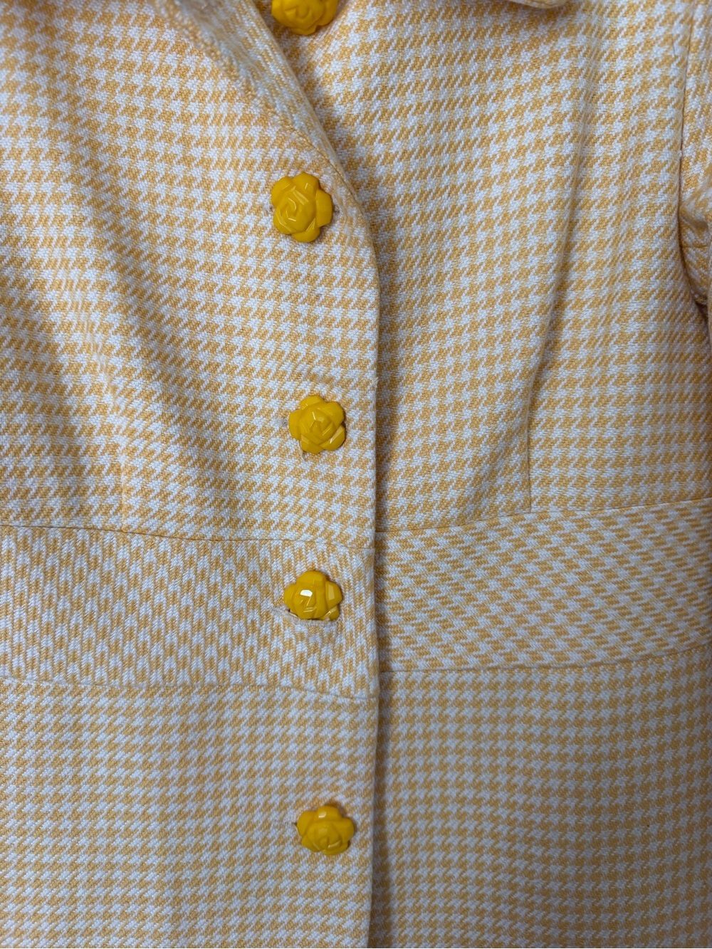 Women's Yellow Houndstooth Button-Front Coat - Picture 5 of 11